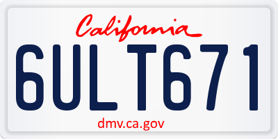 CA license plate 6ULT671