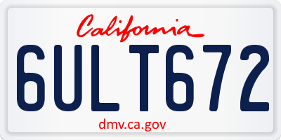 CA license plate 6ULT672