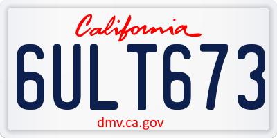 CA license plate 6ULT673