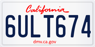 CA license plate 6ULT674