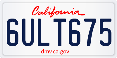 CA license plate 6ULT675