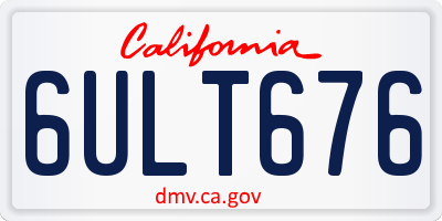 CA license plate 6ULT676