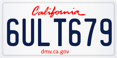 CA license plate 6ULT679