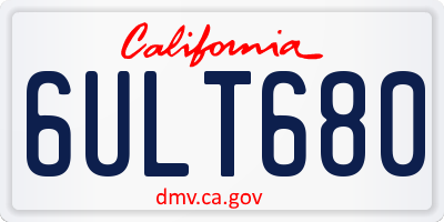 CA license plate 6ULT680