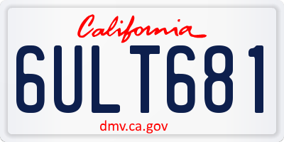 CA license plate 6ULT681