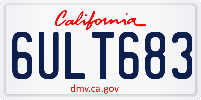 CA license plate 6ULT683