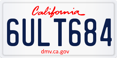 CA license plate 6ULT684