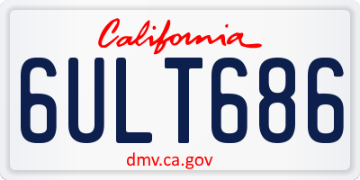 CA license plate 6ULT686