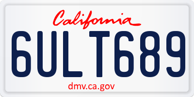 CA license plate 6ULT689