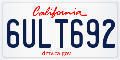 CA license plate 6ULT692