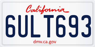 CA license plate 6ULT693