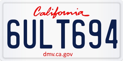 CA license plate 6ULT694