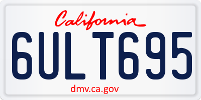 CA license plate 6ULT695