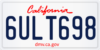 CA license plate 6ULT698