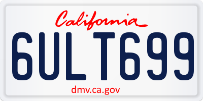 CA license plate 6ULT699