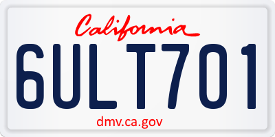 CA license plate 6ULT701