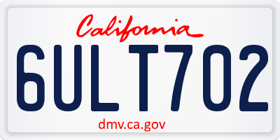 CA license plate 6ULT702