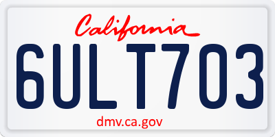 CA license plate 6ULT703