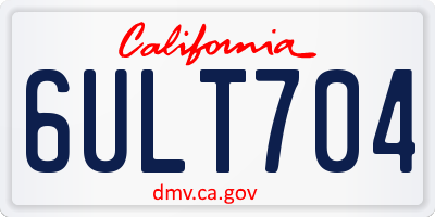 CA license plate 6ULT704