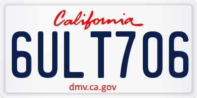 CA license plate 6ULT706