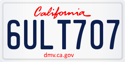 CA license plate 6ULT707