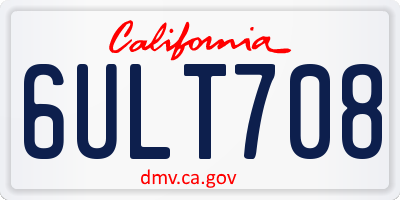 CA license plate 6ULT708