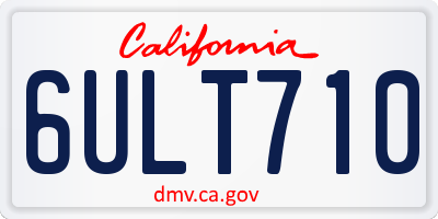 CA license plate 6ULT710