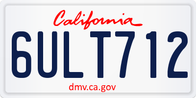 CA license plate 6ULT712