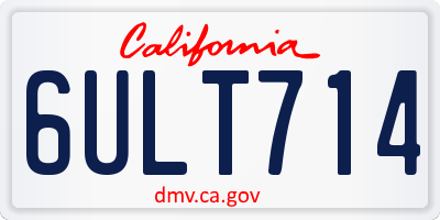 CA license plate 6ULT714