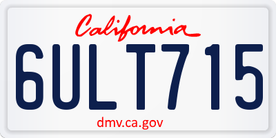 CA license plate 6ULT715