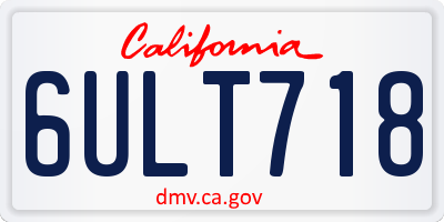 CA license plate 6ULT718