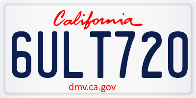 CA license plate 6ULT720