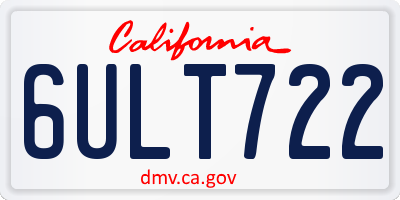 CA license plate 6ULT722