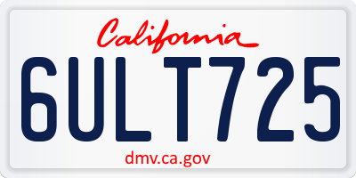 CA license plate 6ULT725