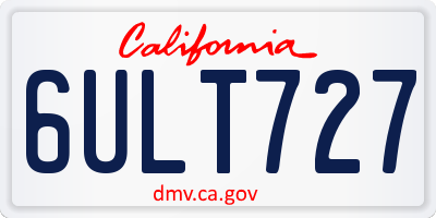 CA license plate 6ULT727