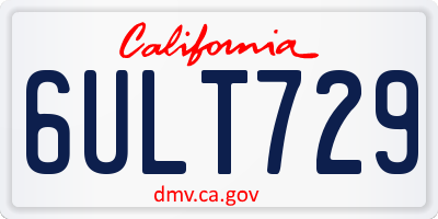 CA license plate 6ULT729