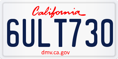 CA license plate 6ULT730