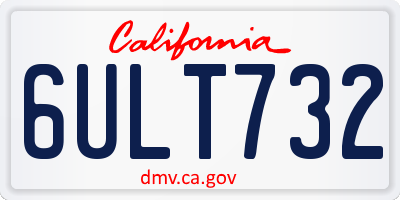 CA license plate 6ULT732