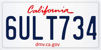 CA license plate 6ULT734