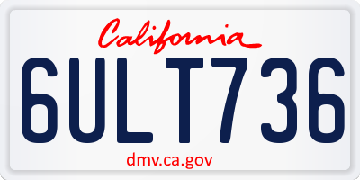 CA license plate 6ULT736