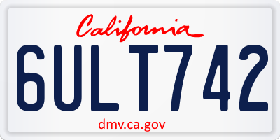 CA license plate 6ULT742