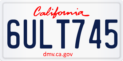 CA license plate 6ULT745