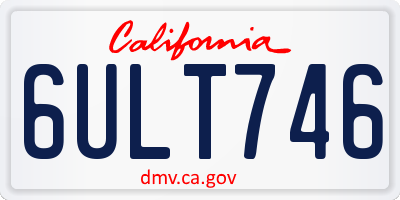 CA license plate 6ULT746