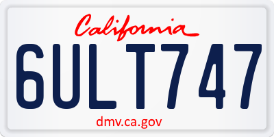 CA license plate 6ULT747