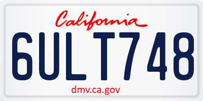 CA license plate 6ULT748