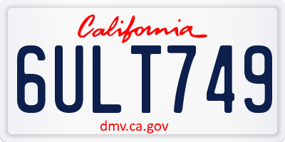 CA license plate 6ULT749