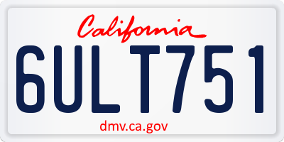 CA license plate 6ULT751