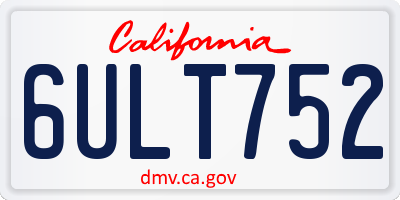 CA license plate 6ULT752