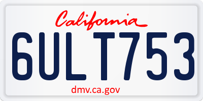 CA license plate 6ULT753