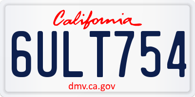 CA license plate 6ULT754